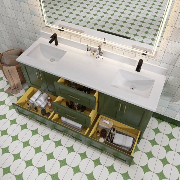 ZEAFIVE 73" Double Bathroom Vanity Set Wayfair